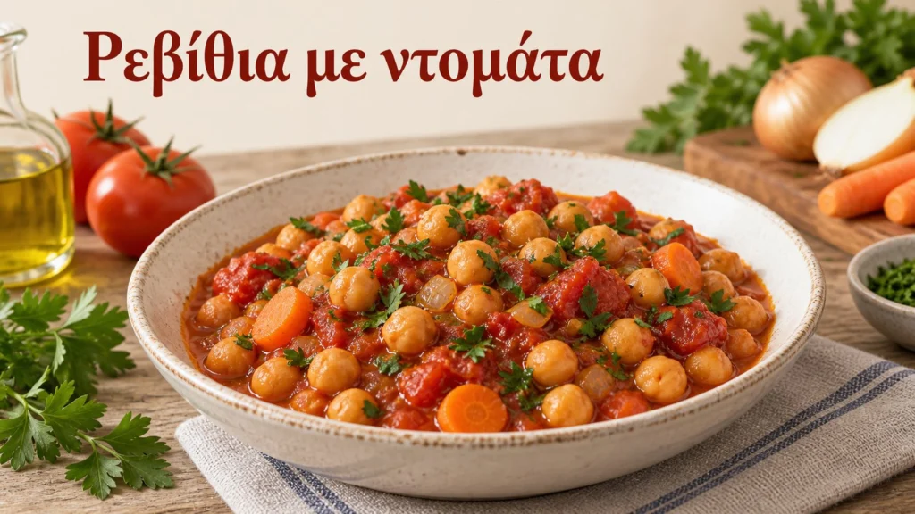 revithia me saltsa ntomatas karoto kai maintano se vathy piato