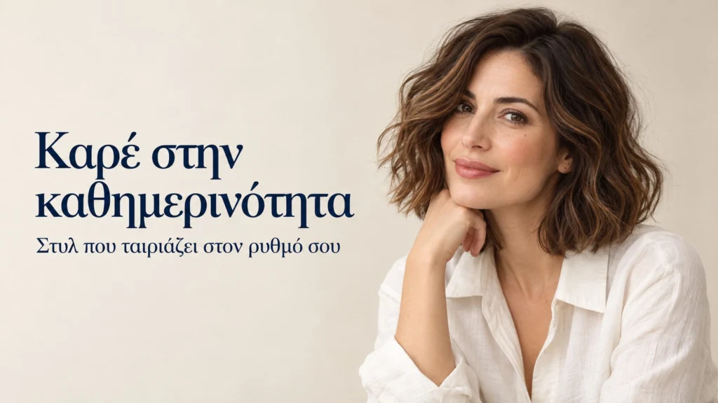endeiktiki apeikonisi gynaikas me kastano kymatisto makry kare