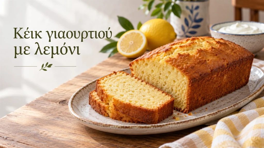 keik giaourtiou me lemoni kai dyo fetes se piatela